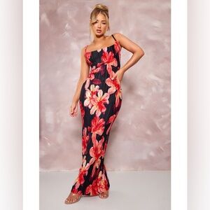 Pretty little thing floral plisse maxi dress
